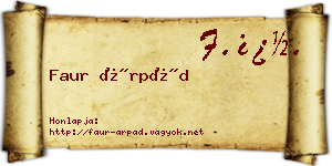 Faur Árpád névjegykártya
