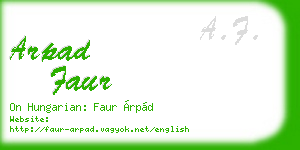 arpad faur business card