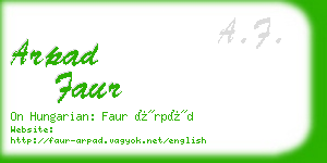 arpad faur business card